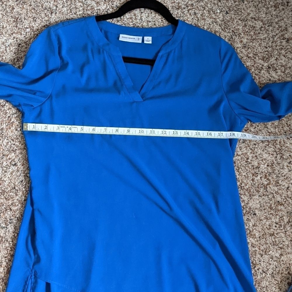 (Susan Graver) Blue Tunic Blouse 4 - Picture 6 of 10